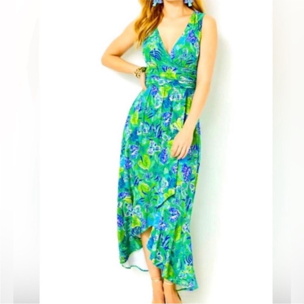 NWT Lilly Pulitzer Sleeveless Moana Wrap High Low Maxi Dress Botanical size S - Picture 2 of 9